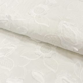 Bombažna tkanina EMBROIDERY Catchy Swingy off white