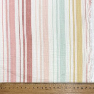 Dvoslojna gaza/muslin Beach Stripe red