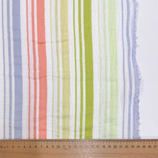Dvoslojna gaza/muslin Beach Stripe green