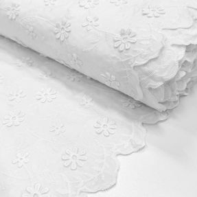 Bombažna tkanina EMBROIDERY Catchy daisy white