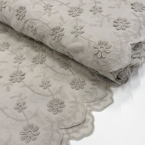 Bombažna tkanina EMBROIDERY Catchy daisy beige