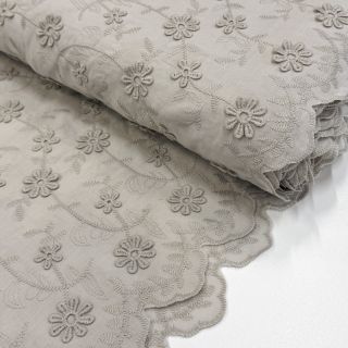 Bombažna tkanina EMBROIDERY Catchy daisy beige
