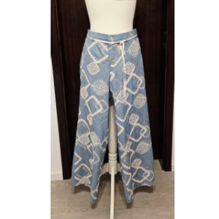 Bombažna tkanina JEANS EMBROIDERY Square light blue