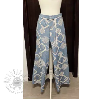 Bombažna tkanina JEANS EMBROIDERY Square light blue
