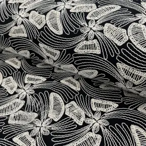 Bombažna tkanina EMBROIDERY Amia črna