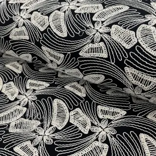 Bombažna tkanina EMBROIDERY Amia črna