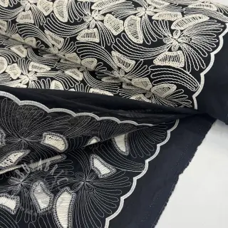 Bombažna tkanina EMBROIDERY Amia črna