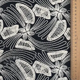 Bombažna tkanina EMBROIDERY Amia črna