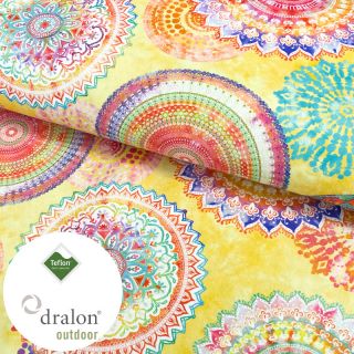 Dekorativno blago Teflon MANDALA WATERCOLOUR YELLOW