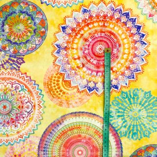 Dekorativno blago Teflon MANDALA WATERCOLOUR YELLOW