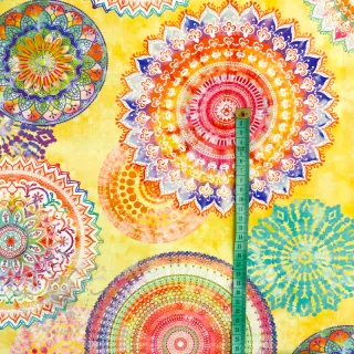Dekorativno blago Teflon MANDALA WATERCOLOUR YELLOW