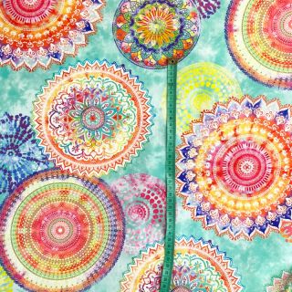 Dekorativna tkanina s teflonsko obdelavo MANDALA WATERCOLOUR GREEN