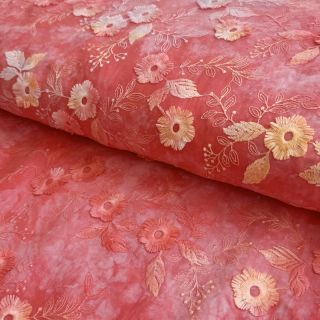 Bombažna tkanina TIE DYE EMBROIDERY Poppy design K