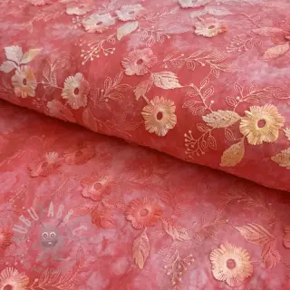 Bombažna tkanina TIE DYE EMBROIDERY Poppy design K