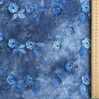 Bombažna tkanina TIE DYE EMBROIDERY Poppy design L