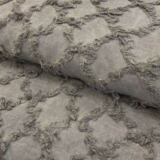 Bombažna tkanina z lanom Vintage Fringe Diamonds grey