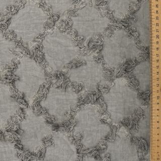 Bombažna tkanina z lanom Vintage Fringe Diamonds grey