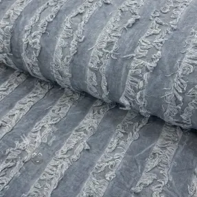 Bombažna tkanina z lanom Vintage Fringe Stripe blue