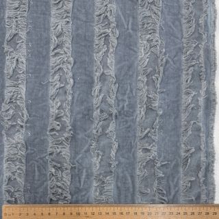Bombažna tkanina z lanom Vintage Fringe Stripe blue