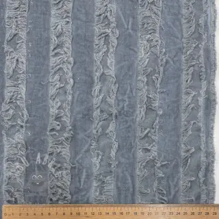 Bombažna tkanina z lanom Vintage Fringe Stripe blue