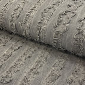 Bombažna tkanina z lanom Vintage Fringe Stripe grey