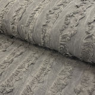 Bombažna tkanina z lanom Vintage Fringe Stripe grey