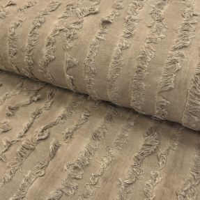 Bombažna tkanina z lanom Vintage Fringe Stripe naturals