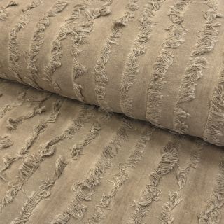 Bombažna tkanina z lanom Vintage Fringe Stripe naturals
