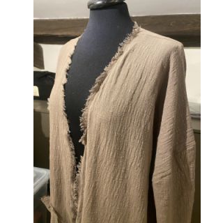 Bombažna tkanina z lanom Vintage Fringe Stripe naturals