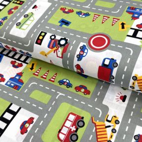 Bombažna tkanina Cars on the road design C