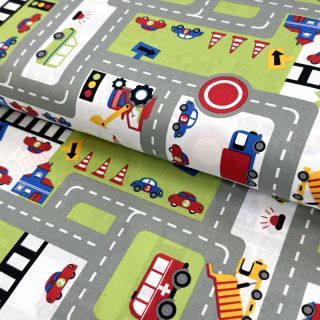 Bombažna tkanina Cars on the road design C