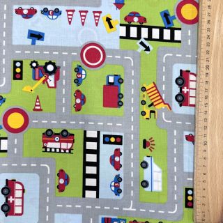 Bombažna tkanina Cars on the road design A