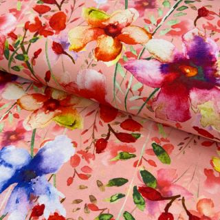 Pleteni VISCOSE LYCRA HEAVY Summer flowers design C digital print