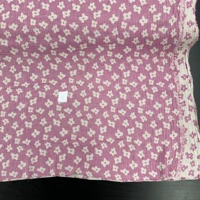 Dvojna gaza/muslin JACQUARD Flowers cerise 2. razred