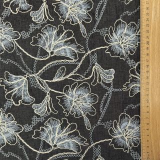 Bombažna tkanina JEANS EMBROIDERY Lisa design C