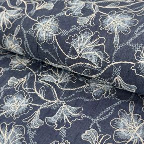Bombažna tkanina JEANS EMBROIDERY Lisa design A