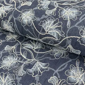 Bombažna tkanina JEANS EMBROIDERY Lisa design A