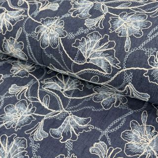 Bombažna tkanina JEANS EMBROIDERY Lisa design A