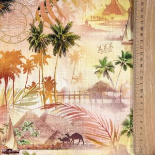 Viskóza s ľanom Egypt design B digital print