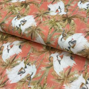 Viskoza z lanom Crane bird design B digital print