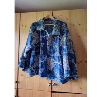 Bombažna tkanina JEANS Embroidery leaves black