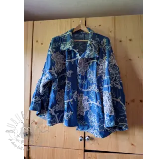 Bombažna tkanina JEANS Embroidery leaves black