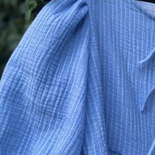 Dvojna gaza/muslin YARN DYED Stripes light blue