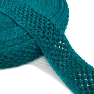 Pleteni trak 5 cm petrol