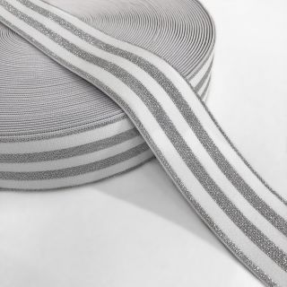 Elastika gladka 4 cm LUREX SILVER off white