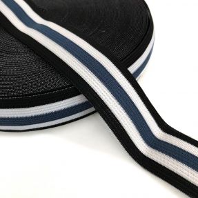 Elastika gladka 3 cm Side stripe steel blue