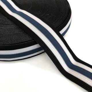 Elastika gladka 3 cm Side stripe steel blue