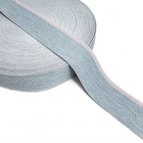 Elastika gladka 4 cm JEANS WHITE STRIPE light blue