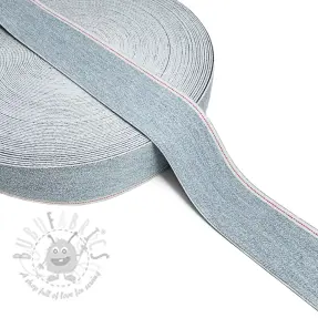 Elastika gladka 4 cm JEANS WHITE STRIPE light blue