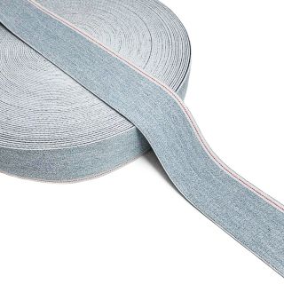 Elastika gladka 4 cm JEANS WHITE STRIPE light blue